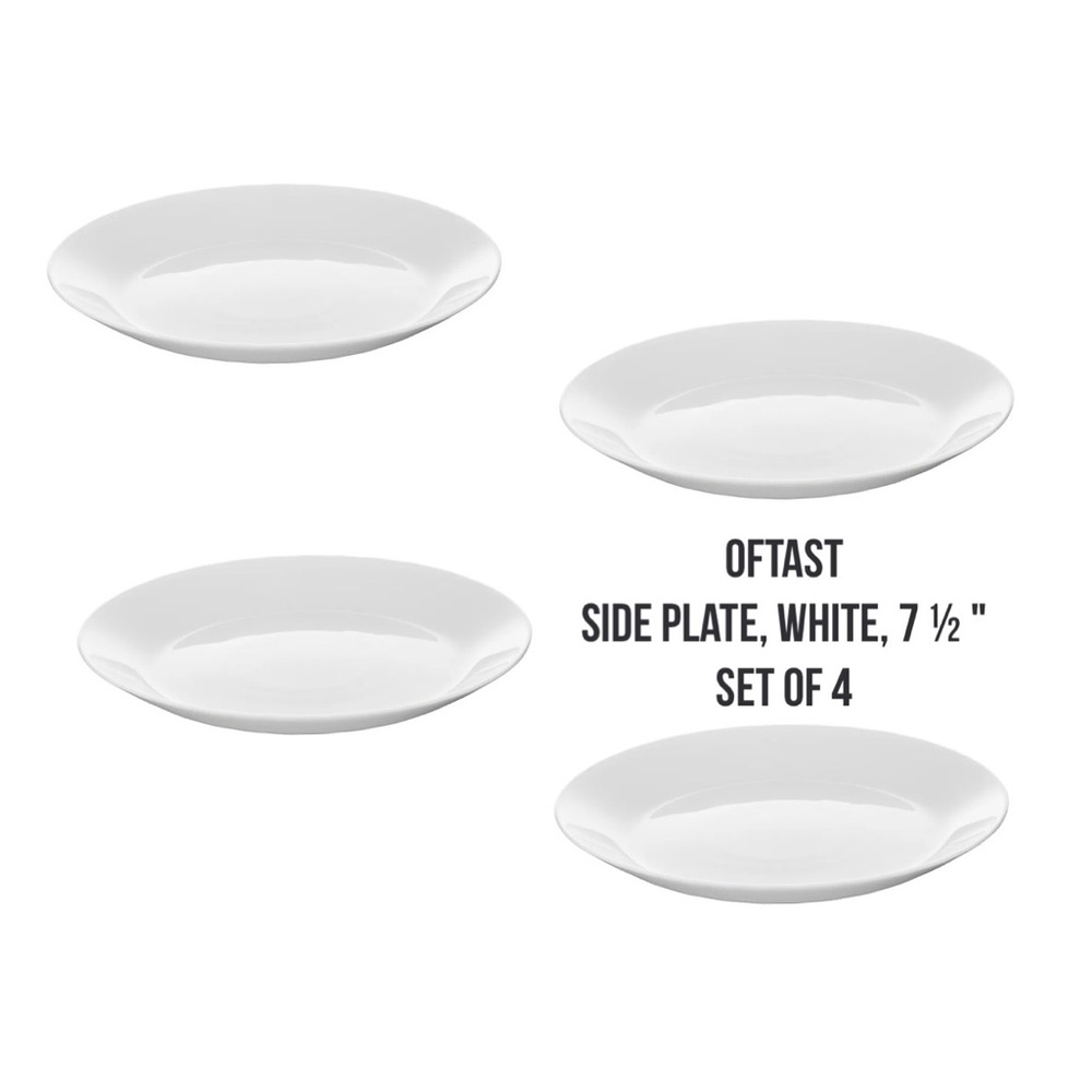 4 OFTAST Side plates, white, 7 ½ "